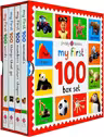 My First 100 Board Book Box Set (4 Books): First 100 Words / Numbers Colors Shapes / First 100 Animals / First 100 things that Go