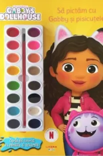GABBYS DOLLHOUSE. Sa pictam cu Gabby si pisicutele. Carte de pictat cu pensula si acuarele