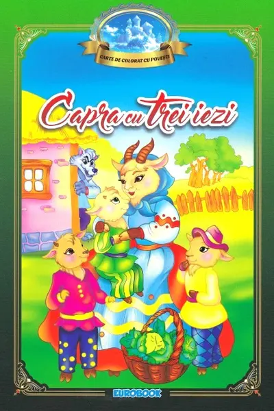 Capra cu trei iezi. Carte de colorat cu povești