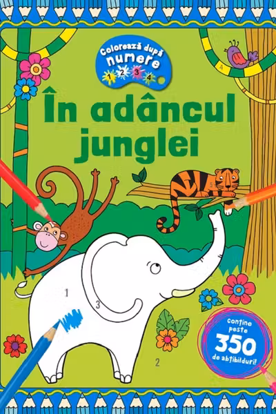 In adancul junglei - Coloreaza dupa numere + Abtibilduri