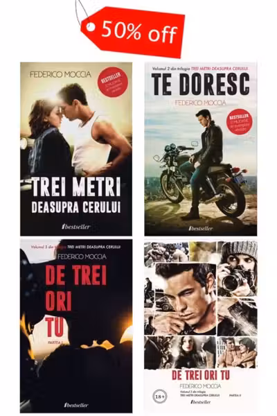 Pachet de 4 cărți „Trei metri deasupra cerului” de Federico Moccia (+Carte Cadou Surpriză)