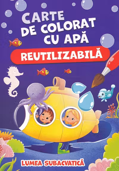Carte de colorat cu apa. Reutilizabila. Lumea subacvatica
