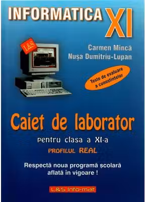 Caiet de laborator pentru clasa a 11-a Profil real. Teste de evaluare a cunostintelor