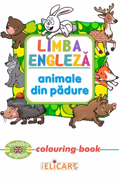 Limba engleză. Animale din pădure. Colouring book