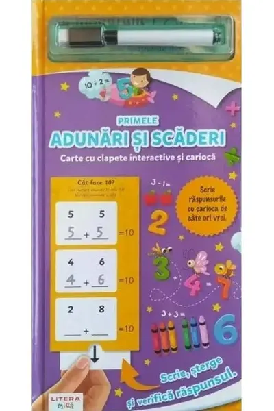 PRIMELE ADUNARI SI SCADERI. Carte cu clapete interactive si carioca