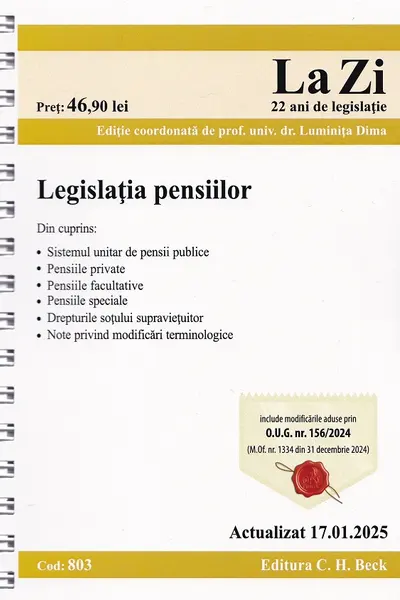 Legislatia pensiilor Act.17 ianuarie 2025 Ed.Spiralata
