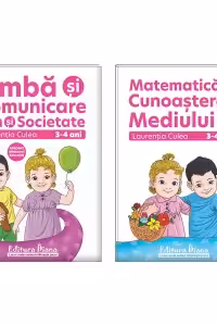 Set doua carti, A4, grupa mica 3-4 ani: 1. Limba si comunicare. Om si societate; 2. Matematica si cunoasterea mediului