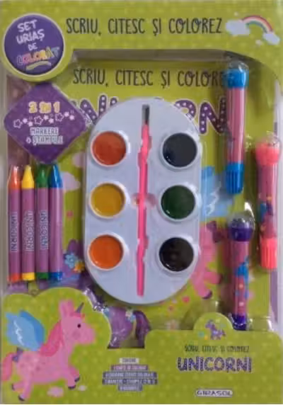 Scriu citesc si colorez - Unicorni