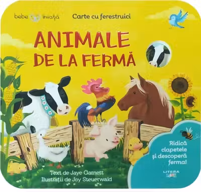 BEBE INVATA. ANIMALE DE LA FERMA. Carte cu ferestruici