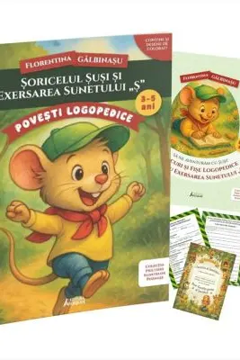 Pachet Logopedic corectare pronuntie sunet Ș (Șoricelul Șusi) Poveste, caiet de exercitii si diploma