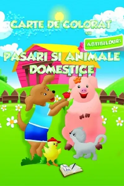 Carte de colorat cu abțibilduri. Păsări și animale domestice