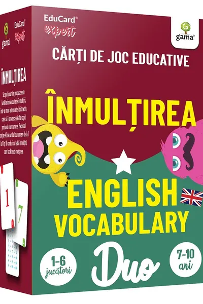 Înmulțirea. English Vocabulary. Cărți de joc educativ