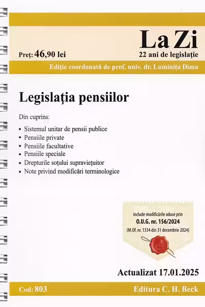Legislatia pensiilor Act.17 ianuarie 2025 Ed.Spiralata