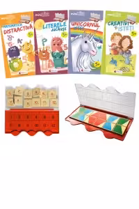 Set joc educativ miniLUK (2 carti + joc): Matematica si limba romana, varsta 7+