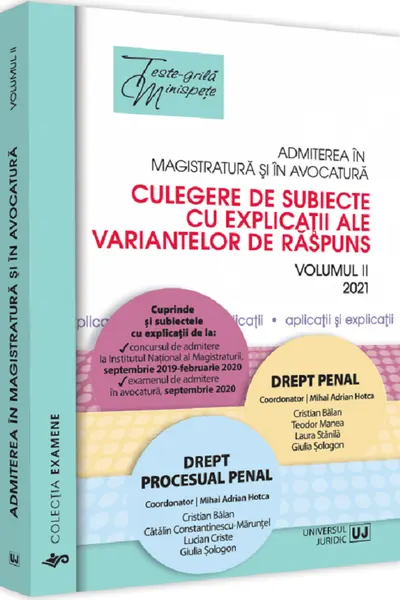 Admiterea în magistratură și în avocatură Vol.2: Drept penal, Drept procesual penal Ed.3
