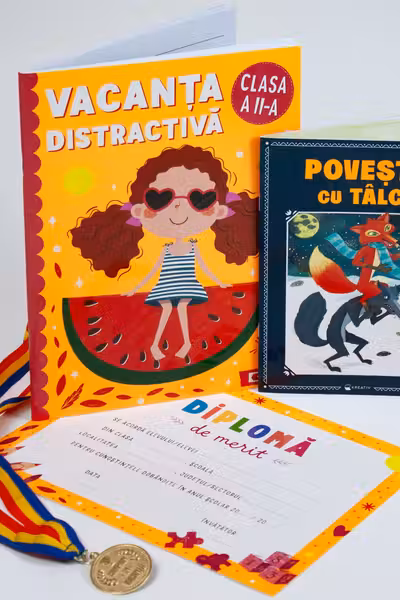 Pachet - Caiet de vacanta + Povesti cu talc - Clasa a II-a + Diploma de merit + Medalie CADOU