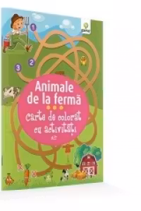 Carte de colorat cu activitati. Animale de la ferma