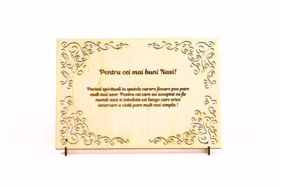 Diploma personalizata din lemn- Pentru cei mai buni Nasi!