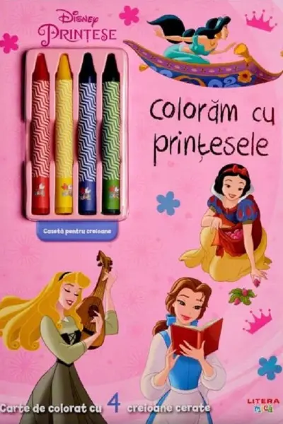 Coloram cu printesele - Carte de colorat cu creioane cerate