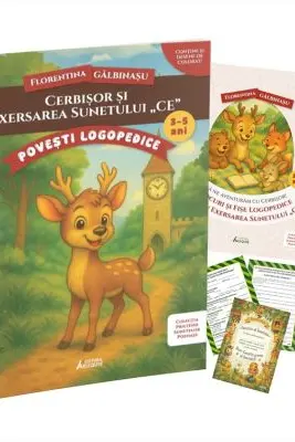 Pachet Logopedic corectare pronuntie sunet „E (Cerbisor): Poveste, caiet de exercitii si diploma