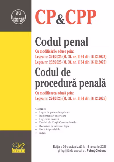 Codul penal. Codul de procedura penala. Editia a 36-a actualizata la 18 ianuarie 2026