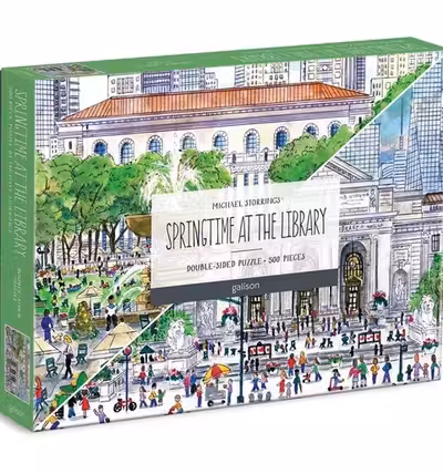 Michael Storrings Springtime at the Library 500 Piece Double-Sided Puzzle
