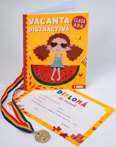 Pachet - Caiet de vacanta - Clasa a II-a + Diploma de merit + Medalie CADOU