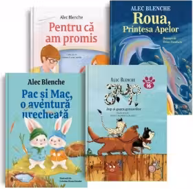 Pachet cu patru povesti care ne invata: 1. Pentru ca am promis; 2. Roua, printesa apelor; 3. Pac si Mac, o aventura urecheata; 4. Jup si gasca grozavilor