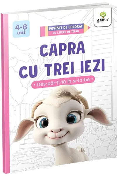 Povesti de colorat cu litere de tipar. Capra cu trei iezi