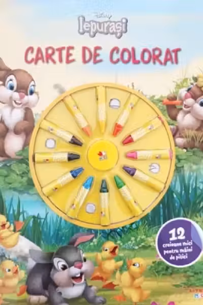 DISNEY IEPURASI. CARTE DE DESENAT. 12 creioane mici pentru maini de pitici