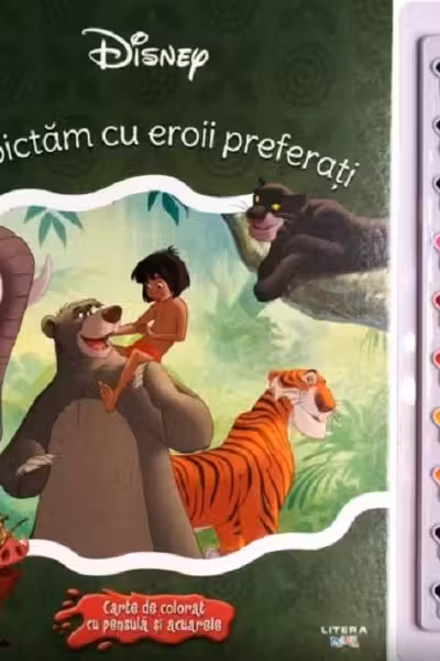 DISNEY. SA PICTAM CU EROII PREFERATI. Carte de pictat cu pensule si acuarele