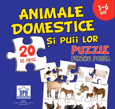 Animale domestice si puii lor puzzle de podea 50/70 + afis 50/70