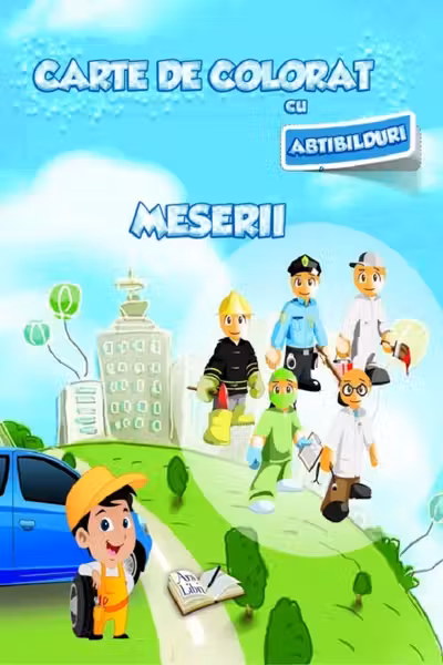 Carte de colorat cu abțibilduri - Meserii