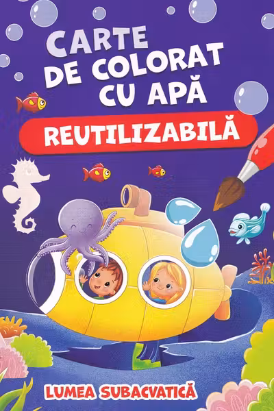 Carte de colorat cu apa. Reutilizabila. Lumea subacvatica