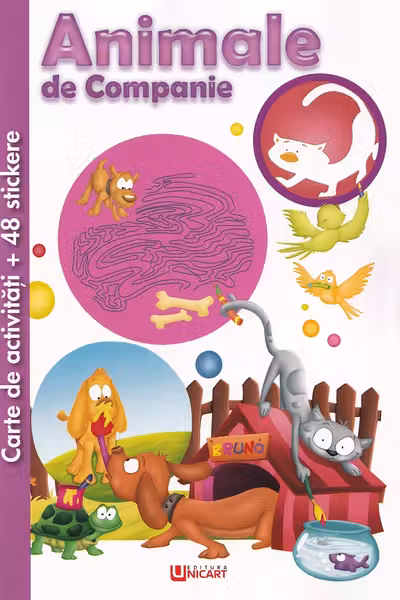 Carte de activități cu 48 stickere: Animale de companie