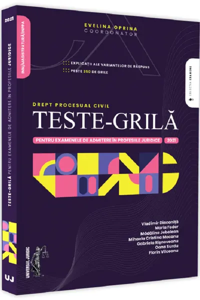 Teste-grilă pentru examenele de admitere în profesiile juridice. Drept procesual civil. 2021