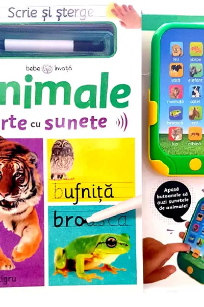 SCRIE SI STERGE. ANIMALE. Carte cu sunete