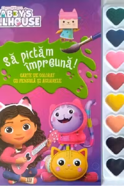 GABBYS DOLLHOUSE. SA PICTAM IMPREUNA! Carte de pictat cu pensula si acuarele. format mic