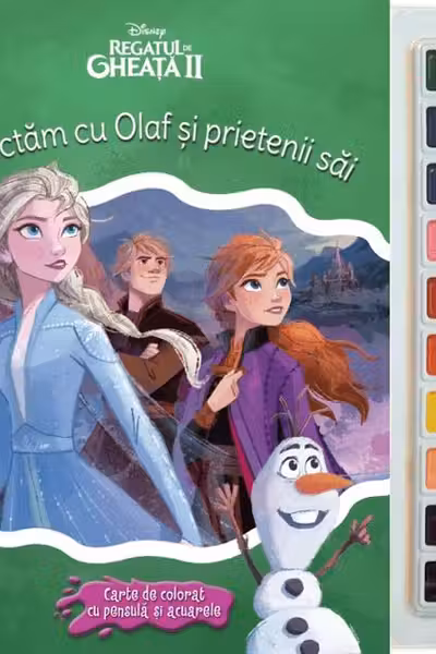 Disney: Regatul de gheata II. Sa pictam cu Olaf si prietenii sai. Carte de colorat cu pensula si acuarele