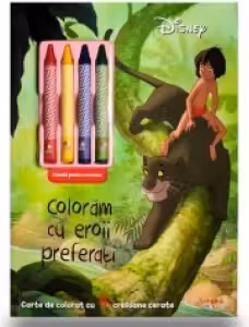 DISNEY. COLORAM CU EROII PREFERATI. Carte de pictat cu 4 creioane cerate