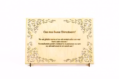 Diploma personalizata din lemn- Pentru cea mai buna Directoare!