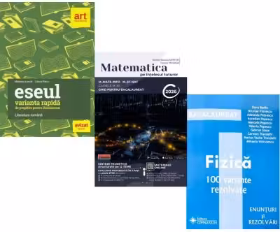 Pachet Bacalaureat 2026. Eseul. Varianta rapida de pregatire, Matematica pe intelesul tuturor M-mate-info, M-stiintele naturii si Fizica 100 variante rezolvate - Liliana Paicu, Teohar Mihadas, Doru Badiu