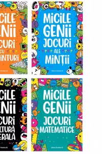 Pachet Micile genii: 1. Jocuri cu labirinturi; 2. Jocuri ale mintii; 3. Jocuri de cultura generala; 4. Jocuri matematice