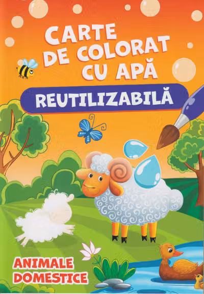 Carte de colorat cu apa. Reutilizabila. Animale domestice