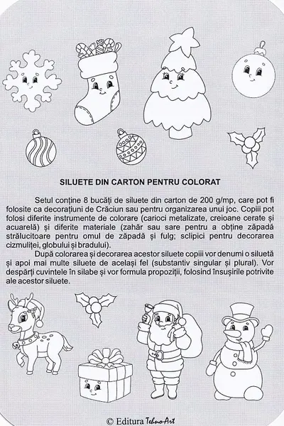 Siluete din carton pentru colorat. Iarna