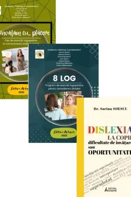 Pachet 3 titluri: Fise de exerciti logopedice, 8 LOG. Program de exercitii logopedice pentru remedierea dislaliei si Dislexia la copii, dificultate de invatare sau oportunitate? - Ecaterina Vrasmas, Sorina Soescu