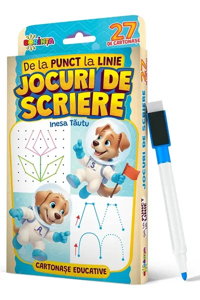 27 de cartonase educative. De la punct la linie. Jocuri de scriere