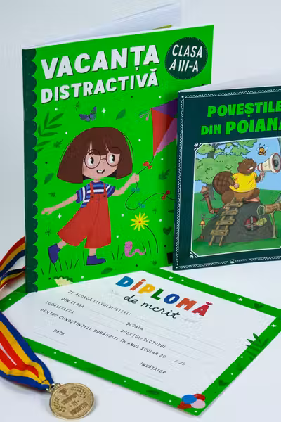 Pachet - Caiet de vacanta + Povestile din poiana - Clasa a III-a + Diploma de merit + Medalie CADOU