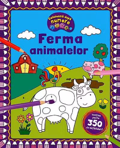 Ferma animalelor - Coloreaza dupa numere + Abtibilduri