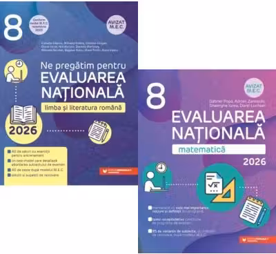 Pachet Editura Paralela 45. Evaluarea nationala 2026. Limba si literatura romana si Matematica Clasa a 8-a - Gabriel Popa, Cristina Cergan